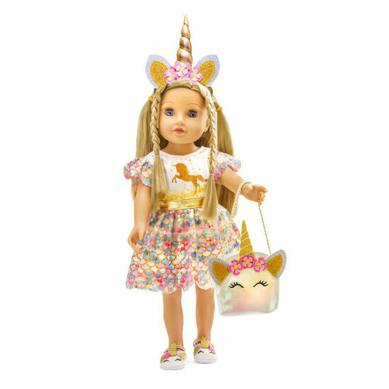 Poppen Accessoires Glitter Eenhoorn Set, 30-34 cm