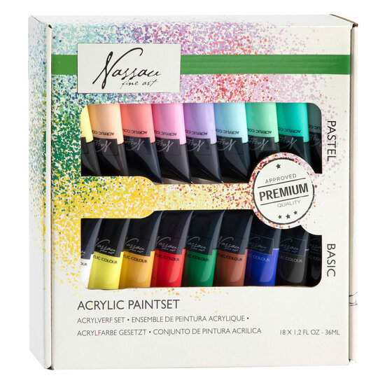 Acrylverf Primaire en Pastelkleuren, 18 x 36 ml