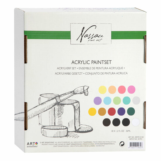 Acrylverf Primaire en Pastelkleuren, 18 x 36 ml