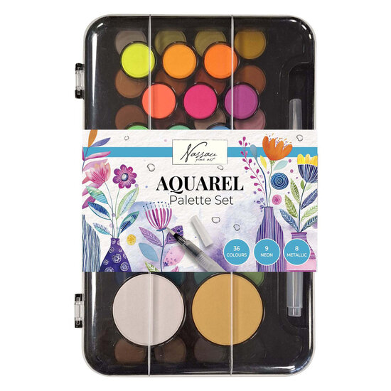 Nassau Aquarel Verfset met Palet - 36 Kleuren