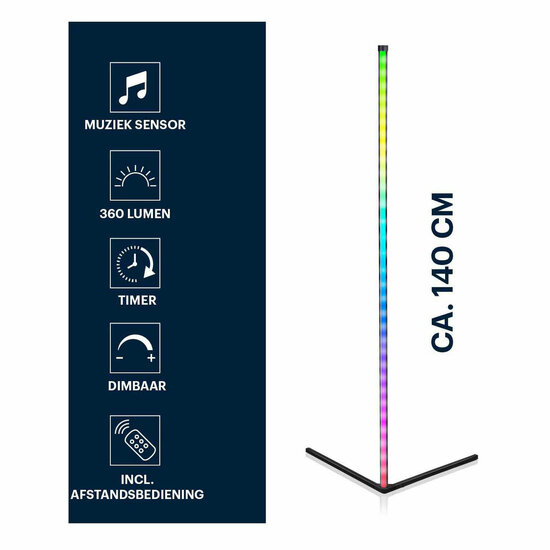 Grundig LED-Hoeklamp met Afstandsbediening, 140cm