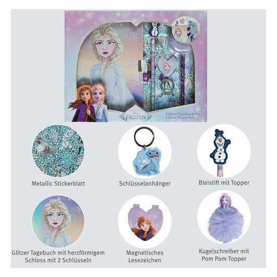 Glitter Dagboek Set Frozen - 6dlg.