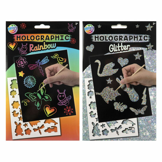 A5 Kraskaarten Glitter/Regenboog - 4 Kraskaarten