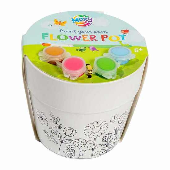 Verf-je-eigen Bloempot - incl. 4 Verfkleuren &amp; 1 Kwast
