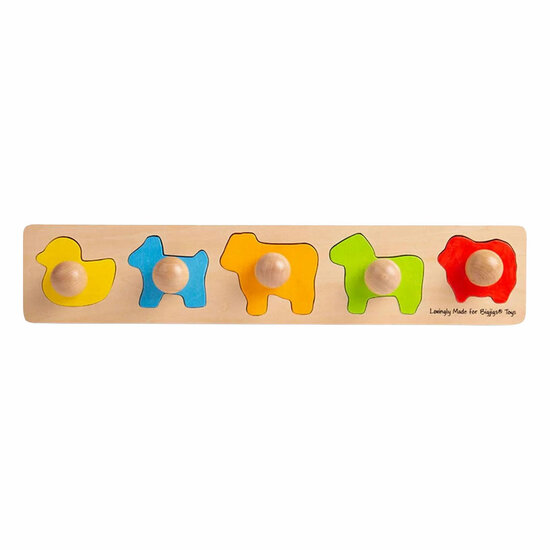 Bigjigs Houten Vormenpuzzel Dieren - 5st.
