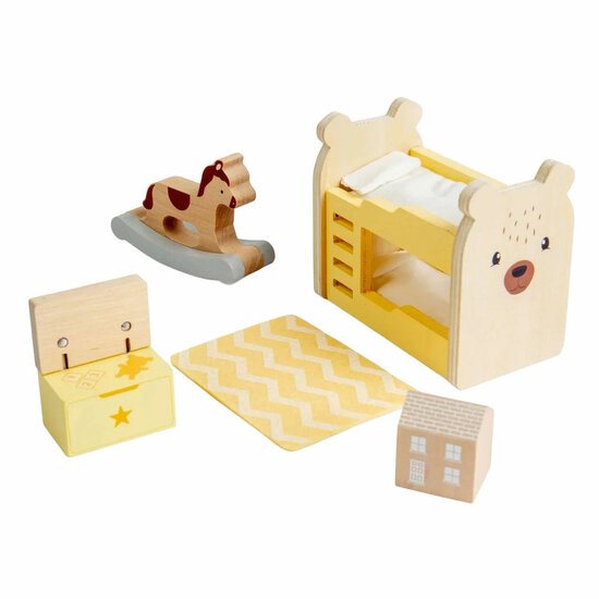 Bigjigs Houten Poppenhuis Meubels Kinderkamer - 5dlg.