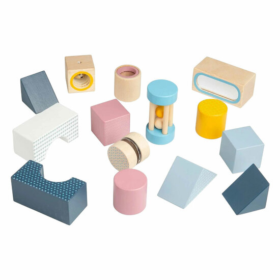 Bigjigs Houten Sensorische Blokken - 14dlg.