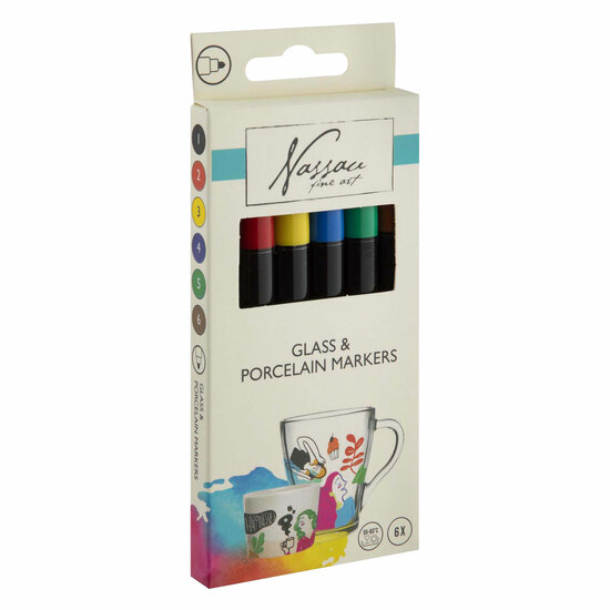 Nassau Glas- &amp; Porseleinmarkers - 6st.