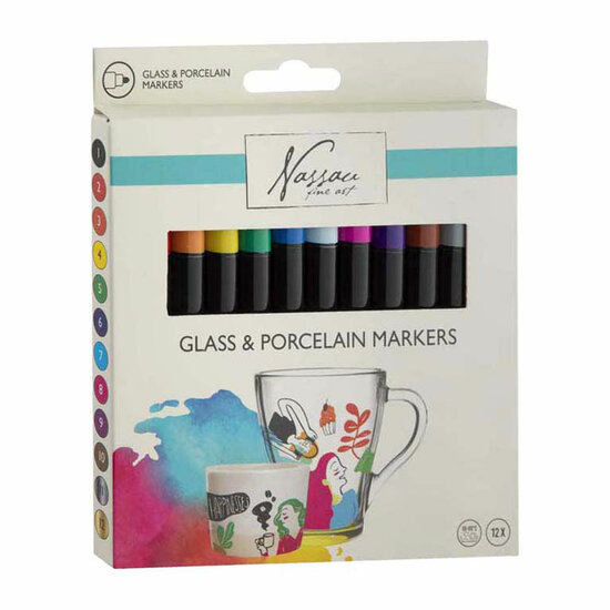 Nassau Glas- &amp; Porseleinmarkers - 12st.