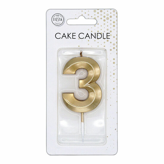 Taartkaars 6cm Metallic Goud no. 3