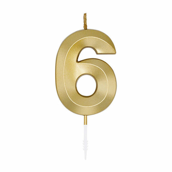 Taartkaars 6cm Metallic Goud no. 6
