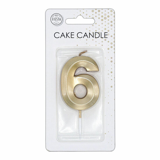 Taartkaars 6cm Metallic Goud no. 6
