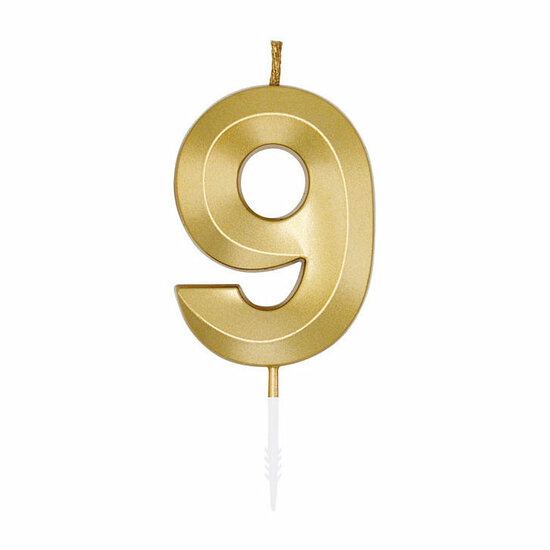 Taartkaars 6cm Metallic Goud no. 9