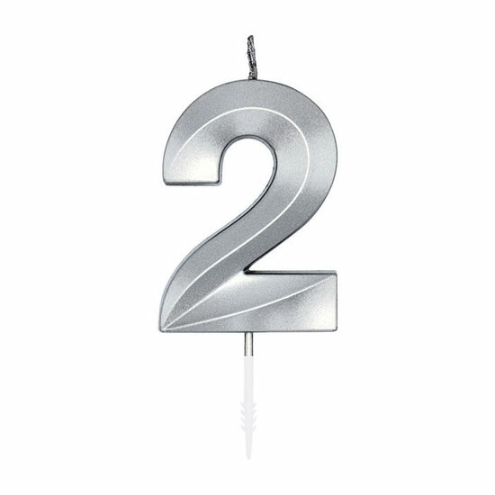 Taartkaars 6cm Metallic Zilver no.2