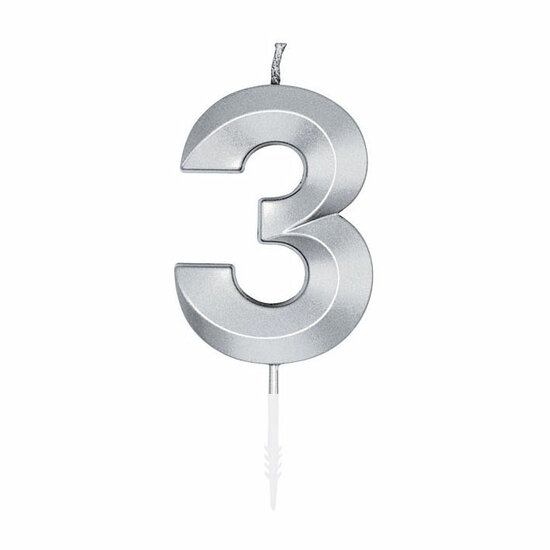 Taartkaars 6cm Metallic Zilver no.3