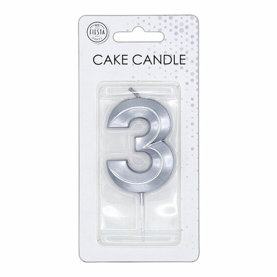 Taartkaars 6cm Metallic Zilver no.3