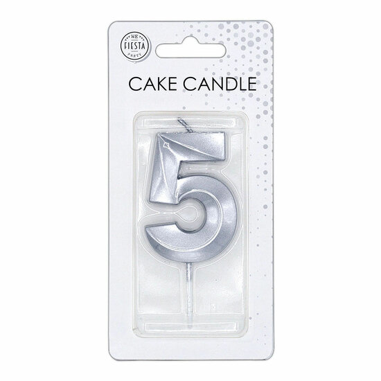 Taartkaars 6cm Metallic Zilver no.5