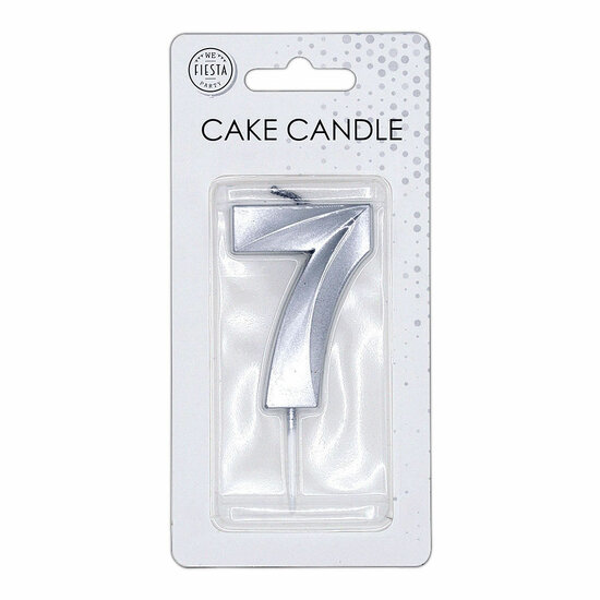 Taartkaars 6cm Metallic Zilver no.7