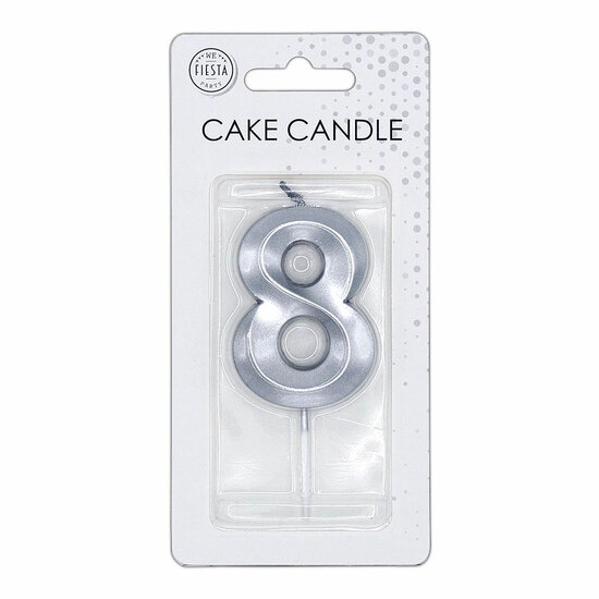 Taartkaars 6cm Metallic Zilver no.8