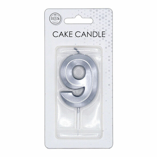 Taartkaars 6cm Metallic Zilver no.9