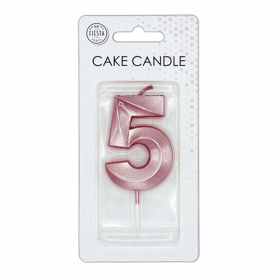 Taartkaars 6cm Metallic Rose Goud no. 5