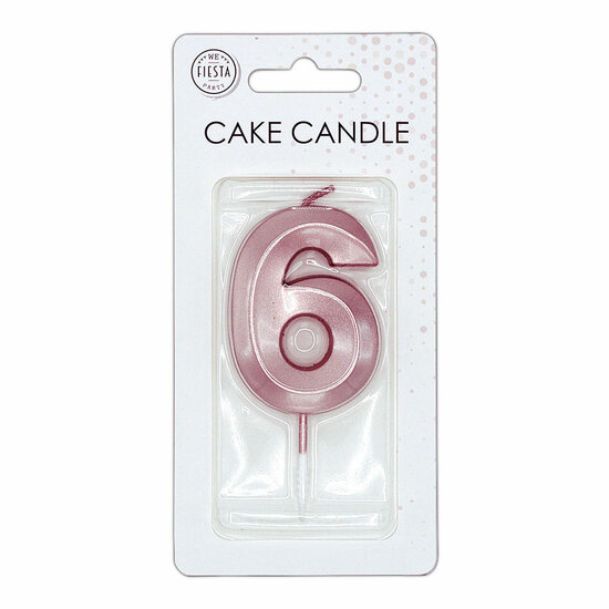 Taartkaars 6cm Metallic Rose Goud no. 6