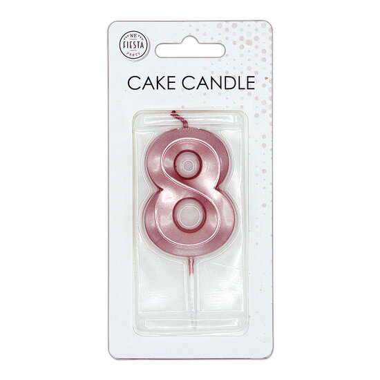 Taartkaars 6cm Metallic Rose Goud no. 8