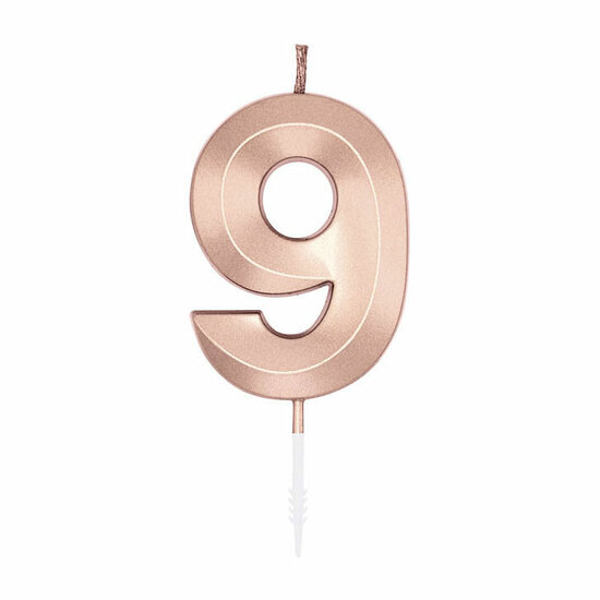 Taartkaars 6cm Metallic Rose Goud no. 9