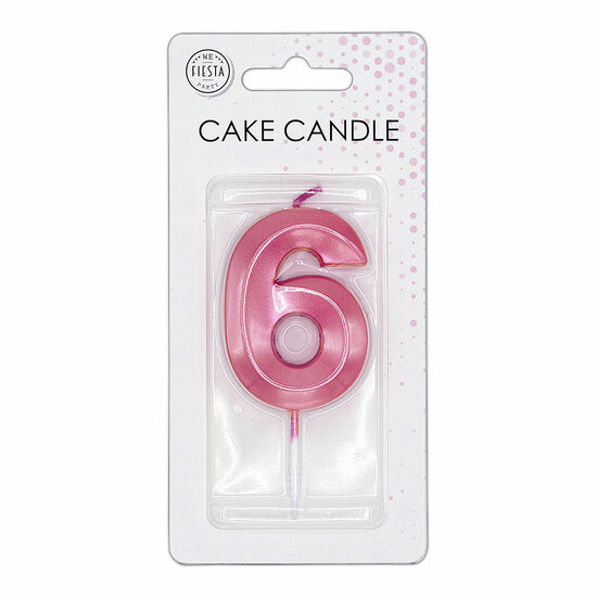 Taartkaars 6cm Metallic Licht Roze no. 6
