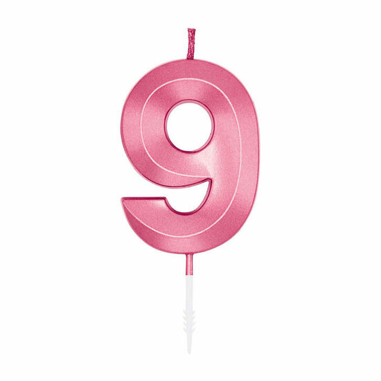Taartkaars 6cm Metallic Licht Roze no. 9