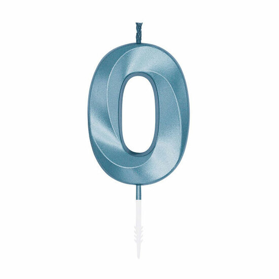 Taartkaars 6cm Metallic Licht Blauw no. 0