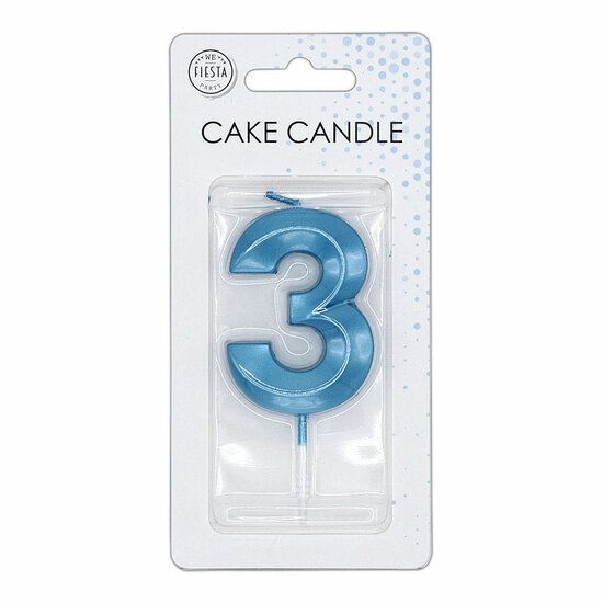 Taartkaars 6cm Metallic Licht Blauw no. 3