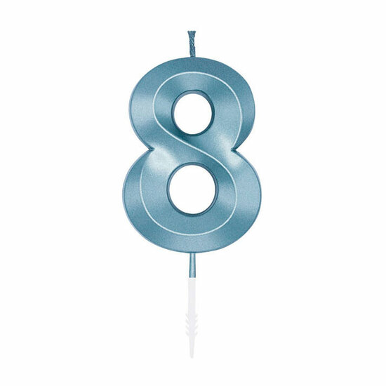 Taartkaars 6cm Metallic Licht Blauw no. 8