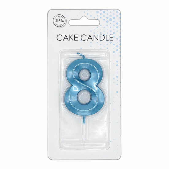 Taartkaars 6cm Metallic Licht Blauw no. 8