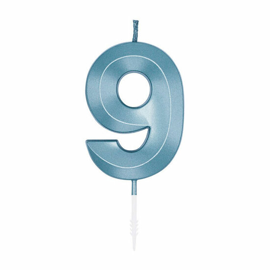 Taartkaars 6cm Metallic Licht Blauw no. 9