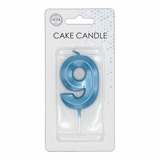 Taartkaars 6cm Metallic Licht Blauw no. 9