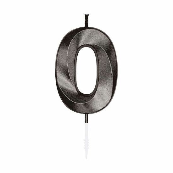 Taartkaars 6cm Metallic Zwart no. 0
