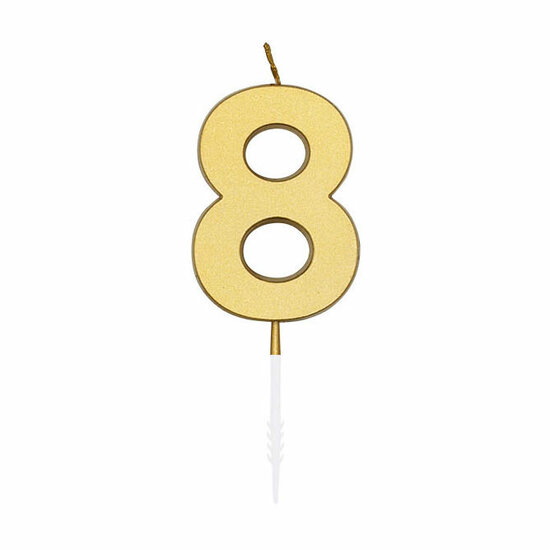 Taartkaars 4,5cm Metallic Goud no. 8