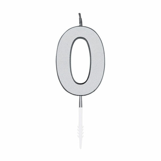 Taartkaars 4,5cm Metallic Zilver no. 0
