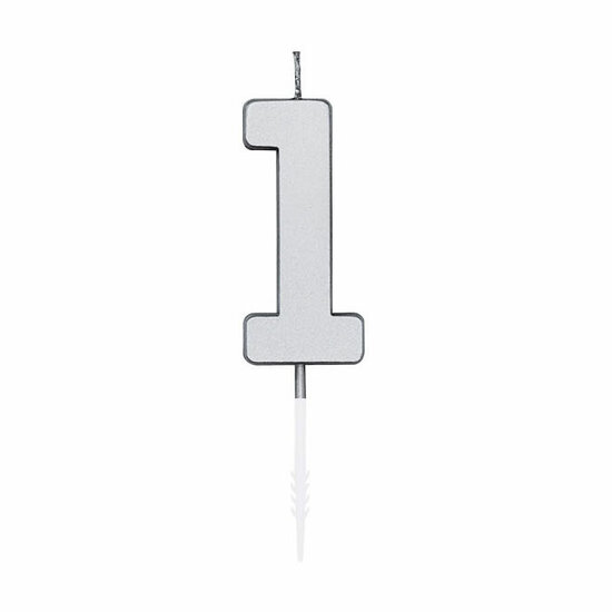 Taartkaars 4,5cm Metallic Zilver no. 1