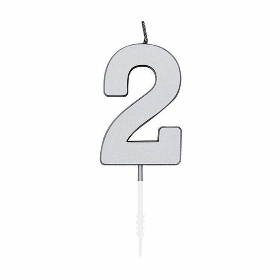 Taartkaars 4,5cm Metallic Zilver no. 2
