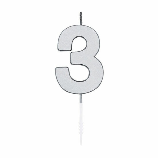 Taartkaars 4,5cm Metallic Zilver no. 3