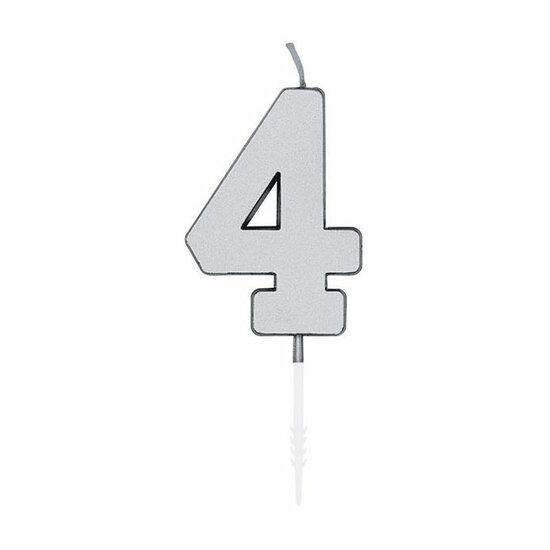 Taartkaars 4,5cm Metallic Zilver no. 4