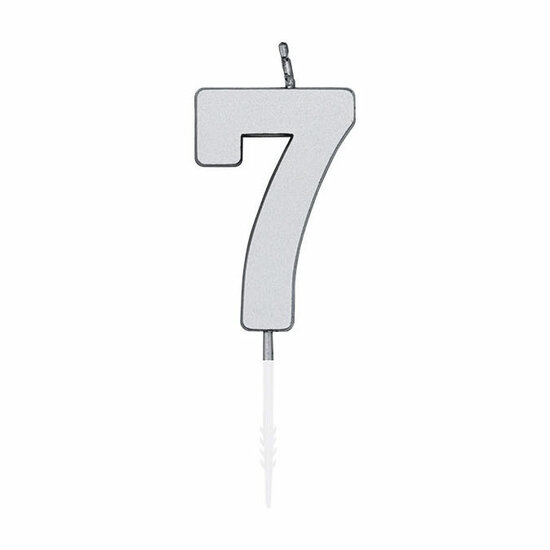 Taartkaars 4,5cm Metallic Zilver no. 7