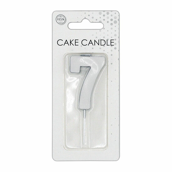 Taartkaars 4,5cm Metallic Zilver no. 7