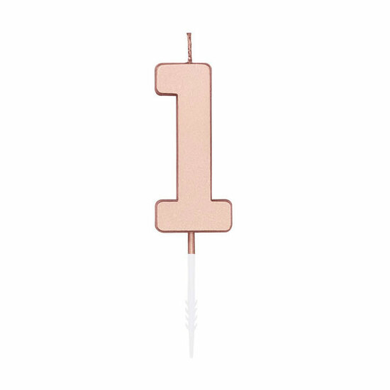 Taartkaars 4,5cm Metallic Rose Goud no. 1