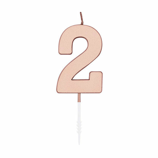 Taartkaars 4,5cm Metallic Rose Goud no. 2