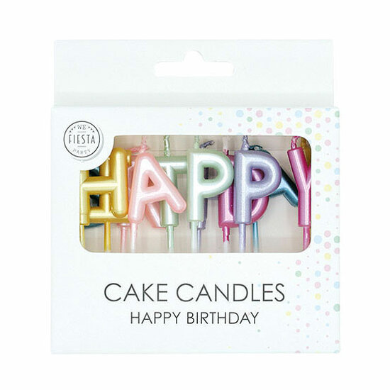Taartkaarsen Set "Happy Birthday" Pastel Kleuren