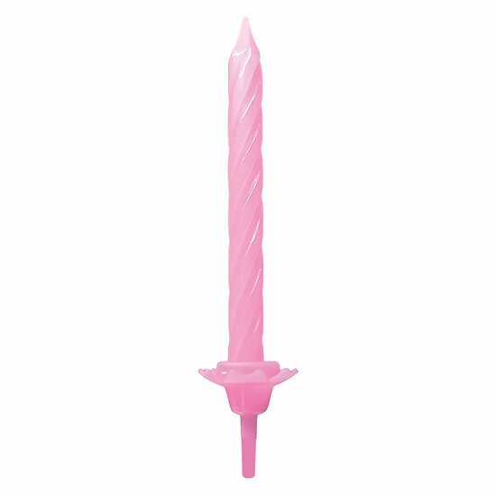 Taartkaarsen met Houders Licht Roze - 12st.