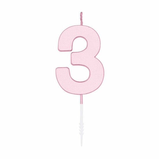 Taartkaars 4,5cm Pastel Roze no. 3